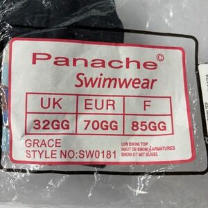Panache Womens Bikini Top 32GG Black Aqua Grace Underwire SW0181 NWT Beach Pool
